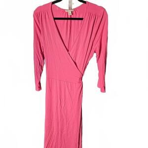 Banana Republic Pink Wrap Midi Dress
